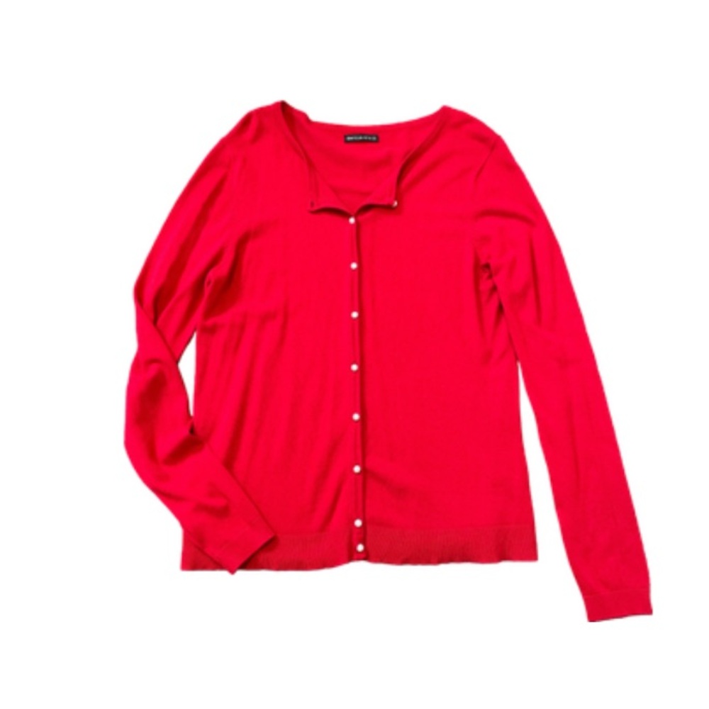 Vintage Red Women's Cardigan With Pearl Buttons